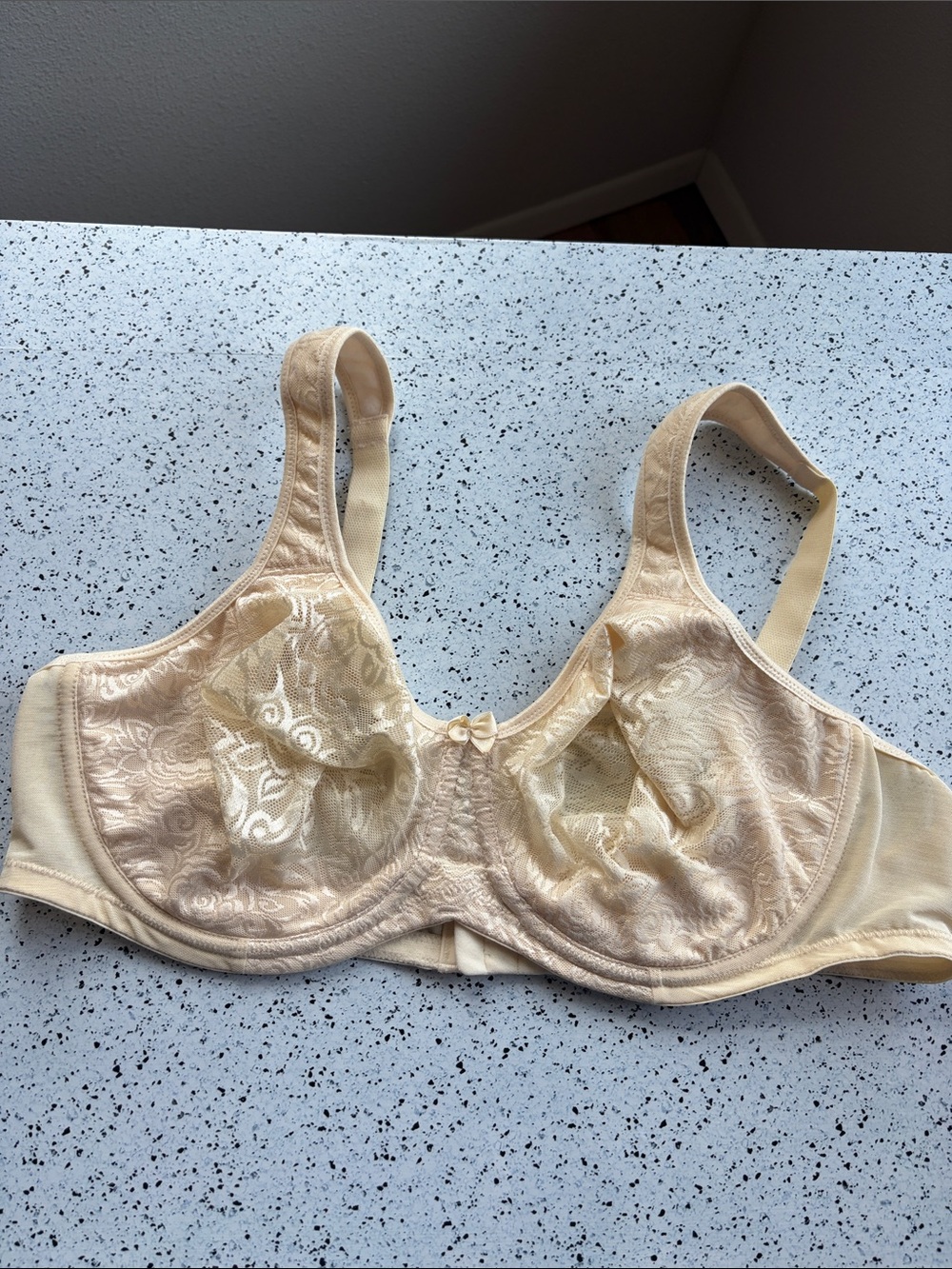 Breezies 44C lace lightly lined bra with underwire padded shoulder straps 3 hook